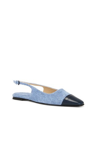 Dear Frances Tia Flat With Toe Cap in Blue Denim from Revolve.com | Revolve Clothing (Global)