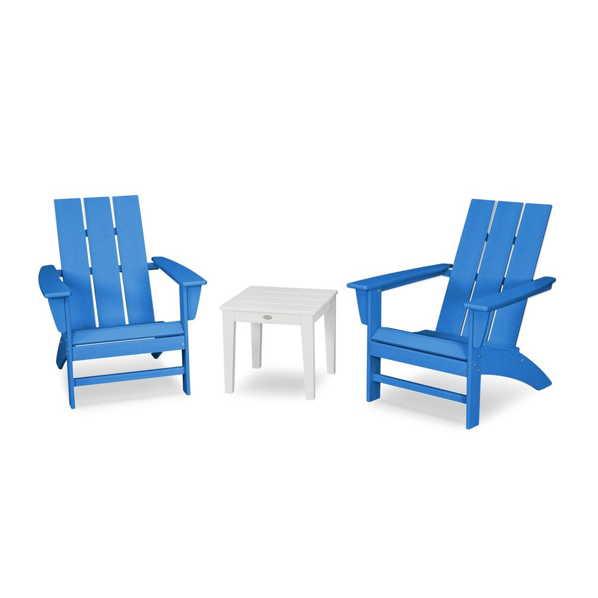 POLYWOOD Modern Adirondack 3 Pc Recycled Plastic Seating Set in Pacific Blue by - PWS502-1-10450 | BBQ Guys