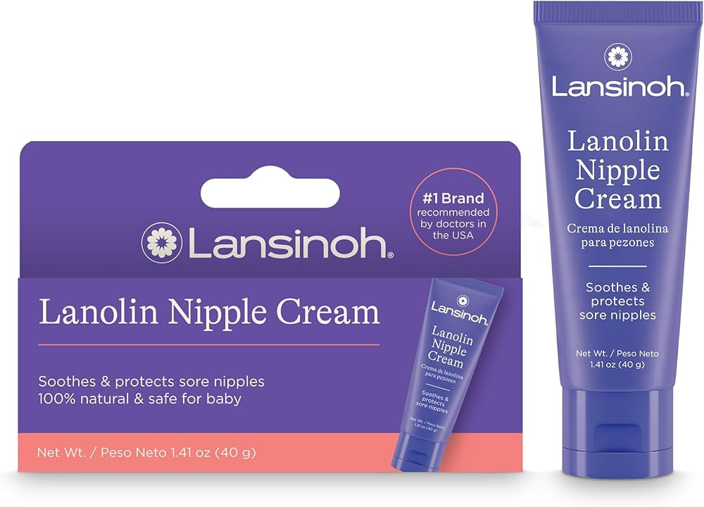 Lansinoh Lanolin Nipple Cream Safe for Breastfeeding Baby, 100% Natural Nipple Butter for Mom, Br... | Amazon (US)