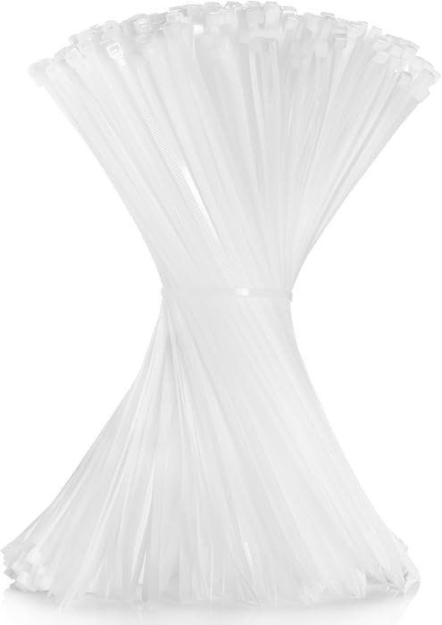 Clear Cable Zip Ties 12 Inch Cehony 500 Pack Plastic White Zip Ties 50lbs | Amazon (US)