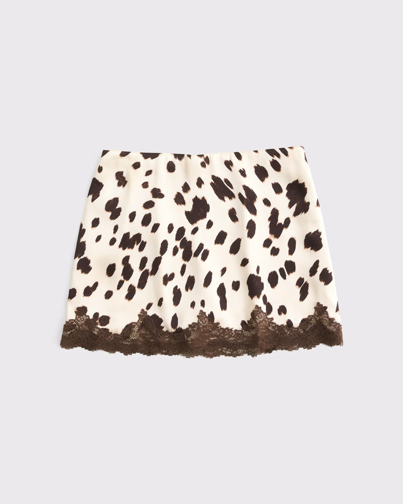 High Rise Lace & Satin Mini Skort | Abercrombie & Fitch (US)