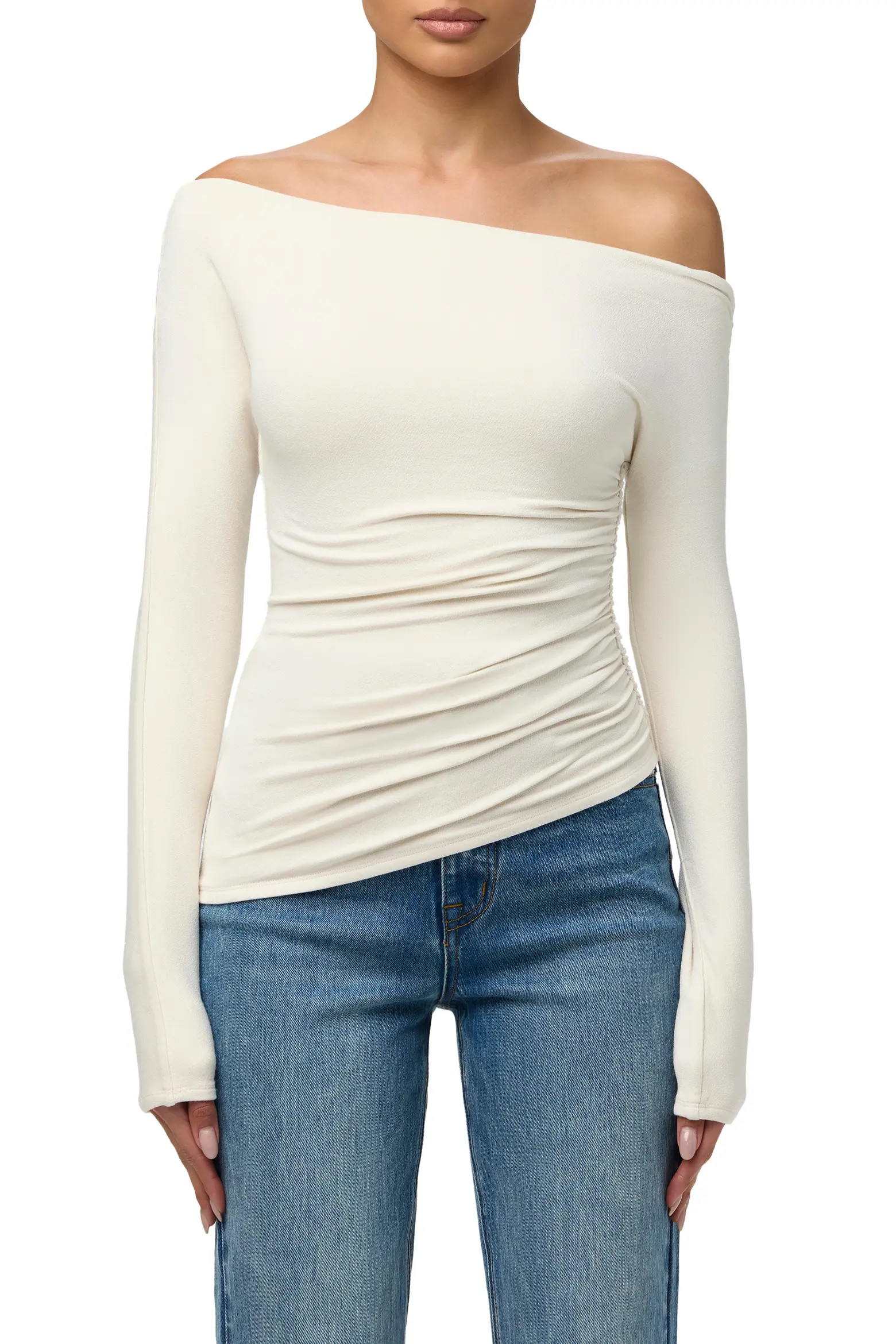 Naked Wardrobe Off the Shoulder Ruched Top (Women) | Nordstrom | Nordstrom