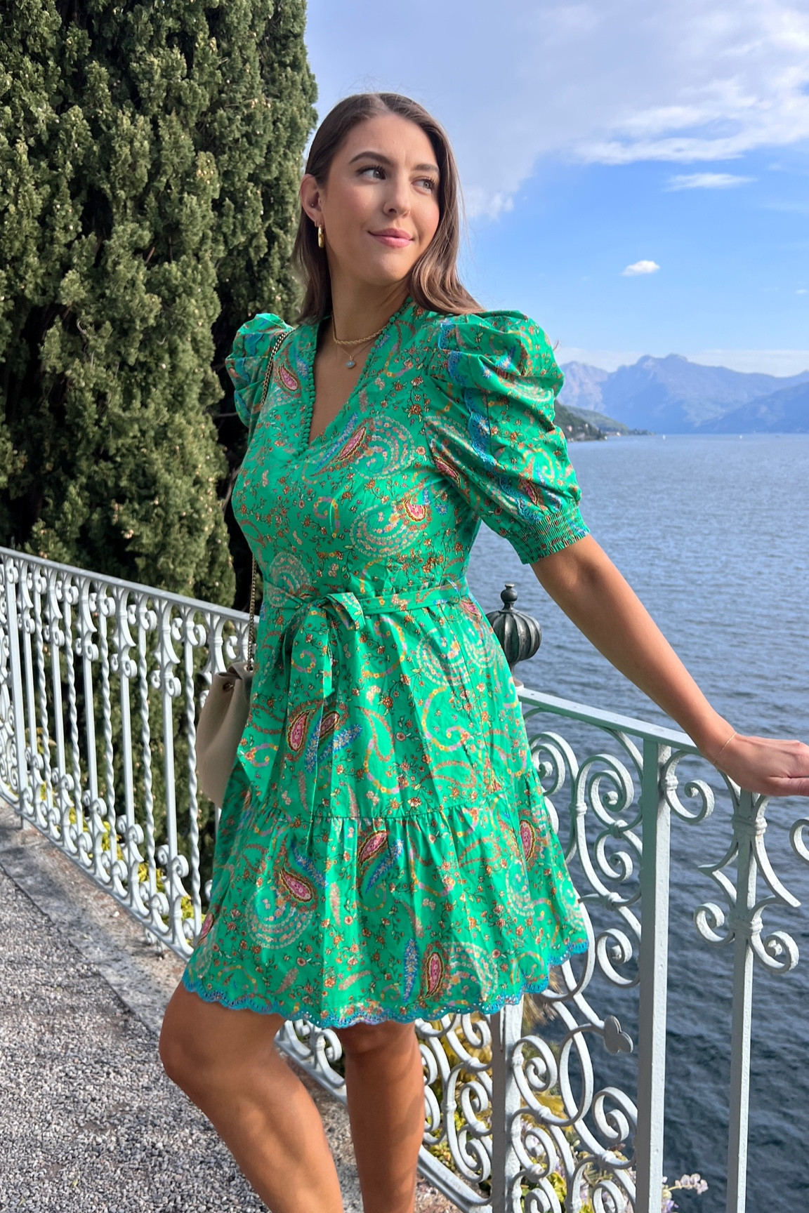 green strapless sparkly dress Bella and Bloom Boutique