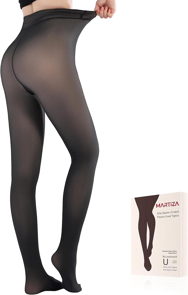 MARTIZA Fleece Lined Tights for Women,Fake Translucent Winter Thermal Pantyhose, Warm Thick High ... | Amazon (US)
