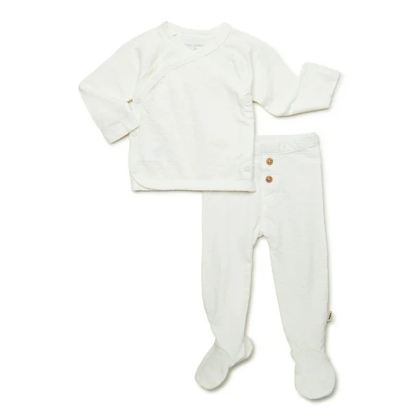 easy-peasy Baby Organic Kimono Top and Pants Set, 2-Piece, Newborn-6/9 Months | Walmart (US)