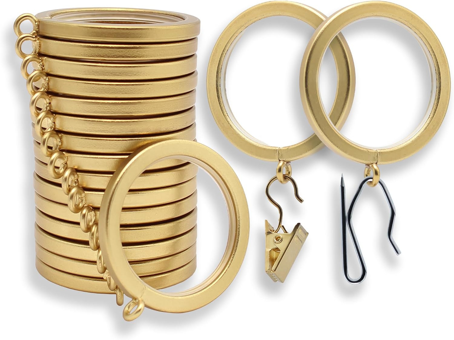 BlastHome® Luxury Smooth Glide Curtain Rings, 18 Pack, Brushed Gold | Amazon (US)