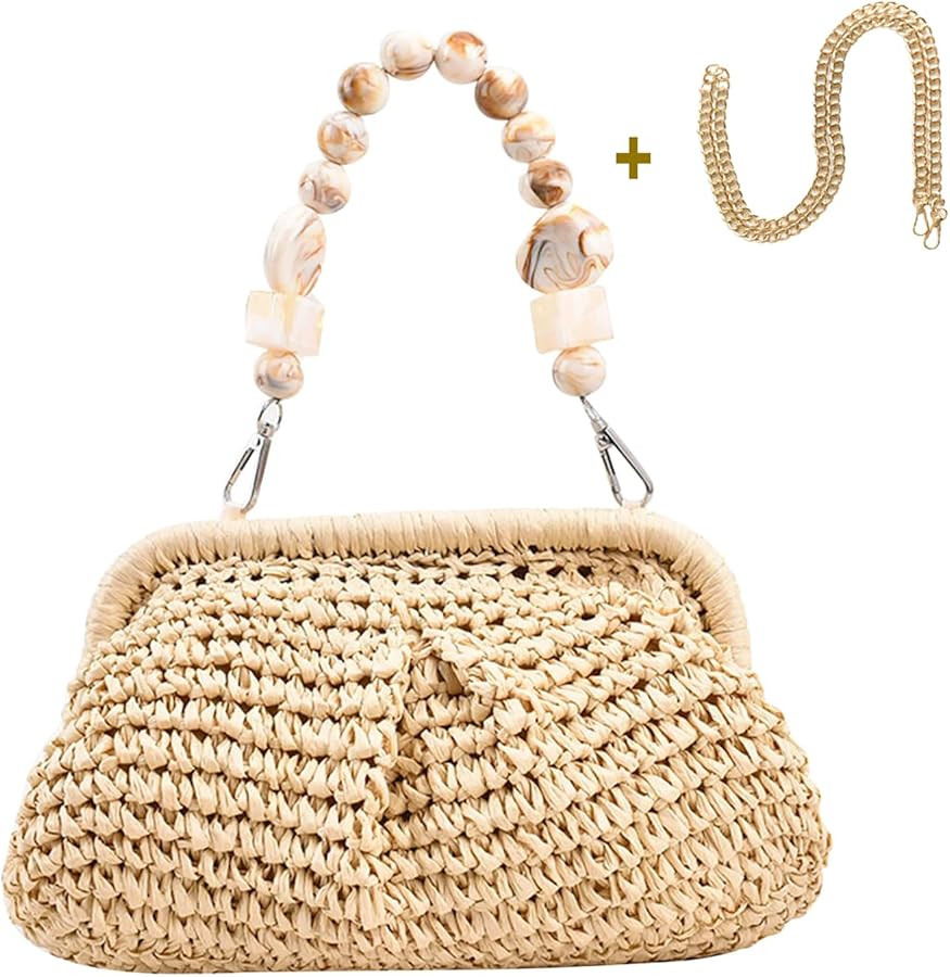 Straw Clutch Purse for Women Cloud Dumpling Pouch Summer Beach Woven Bag Crossbody Shoulder Handb... | Amazon (US)