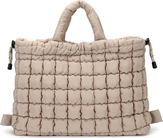 Queenoris Quilted Puffer Work Tote Bag for Women, Large Lightweight Carryall Shoulder Bag with Zi... | Amazon (US)