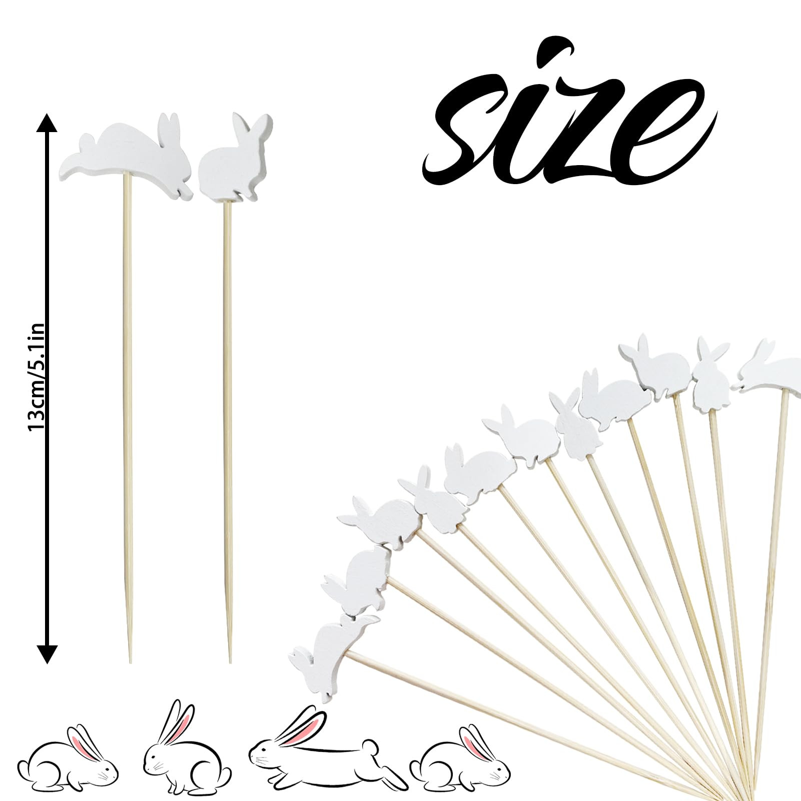 200Pcs Easter Rabbit Cocktail Picks,Bunny Shape Fruit Toothpick,Party Toothpicks for Appetizers C... | Amazon (US)