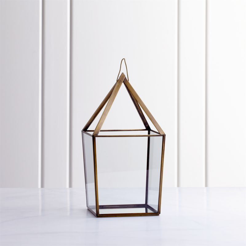 Lillian Brass Metal Large Lantern + Reviews | Crate and Barrel | Crate & Barrel
