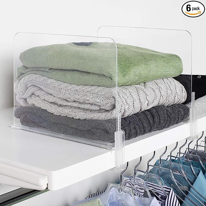 Richards Homewares Acrylic Closet Shelf Divider and Separator for Storage and Organization in Bed... | Amazon (US)