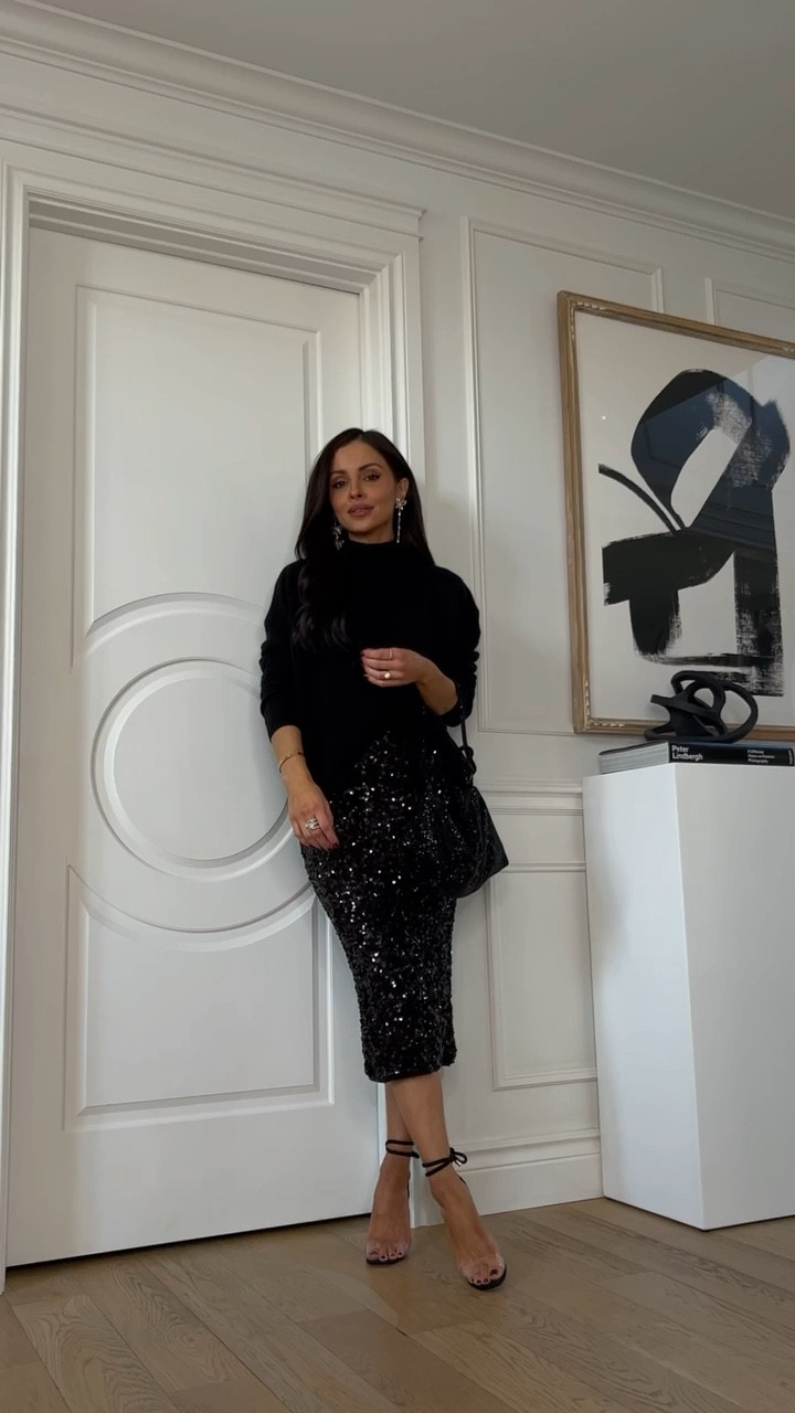 Holiday outfit on sale for Black Friday
Bloomingdale’s sequin skirt - save 25%
Aqua cashmere sweater on sale 

#LTKSaleAlert #LTKCyberWeek #LTKFindsUnder100