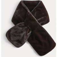 M&S Formal Faux Fur Piped Scarf - 1SIZE - Chocolate, Chocolate | Marks & Spencer IE