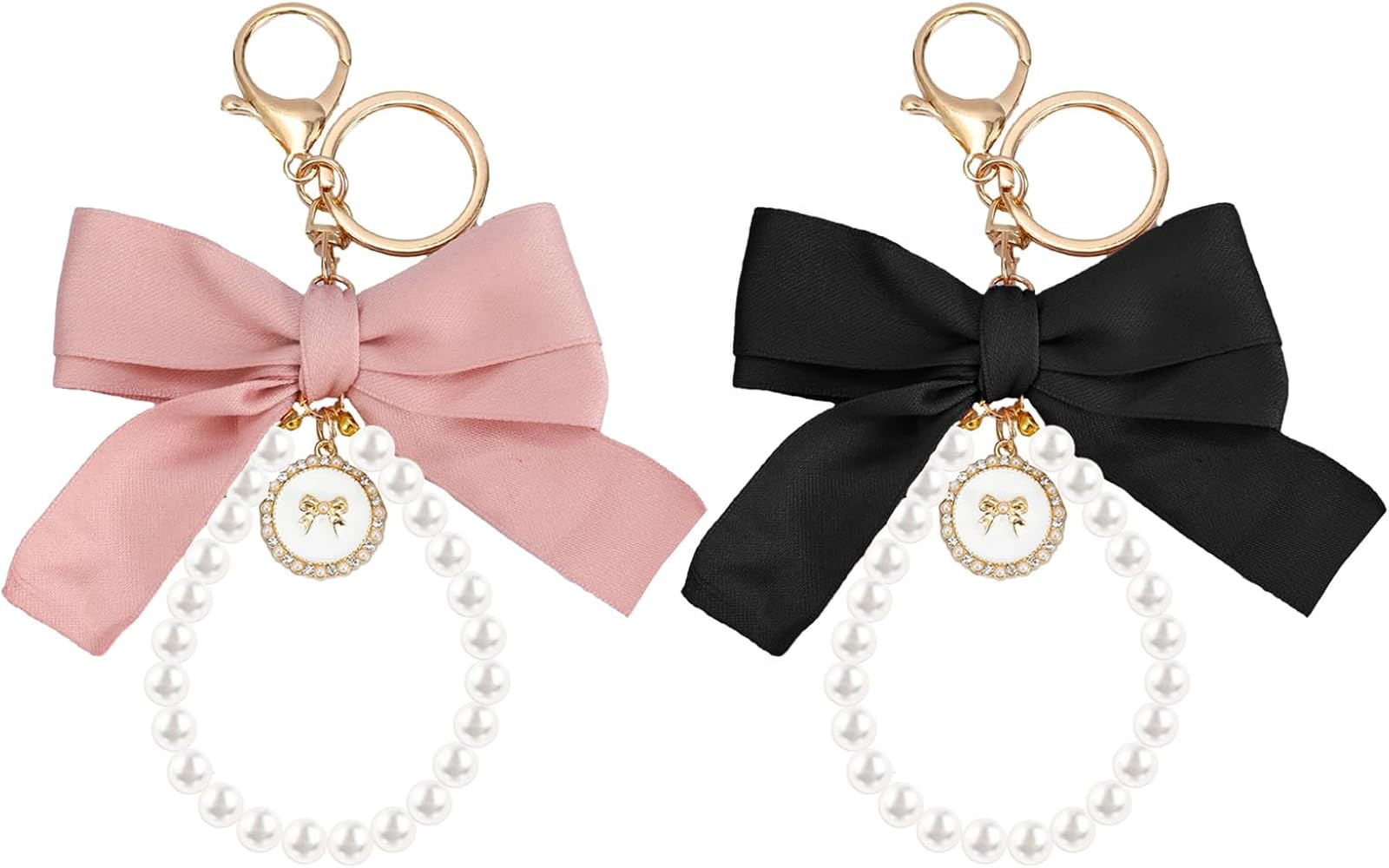 SMUOBT 2Pcs Bow Keychain Cute Keychain for Women, Pearl Key Chains for Car Keys Coquette Bow Keyc... | Amazon (US)