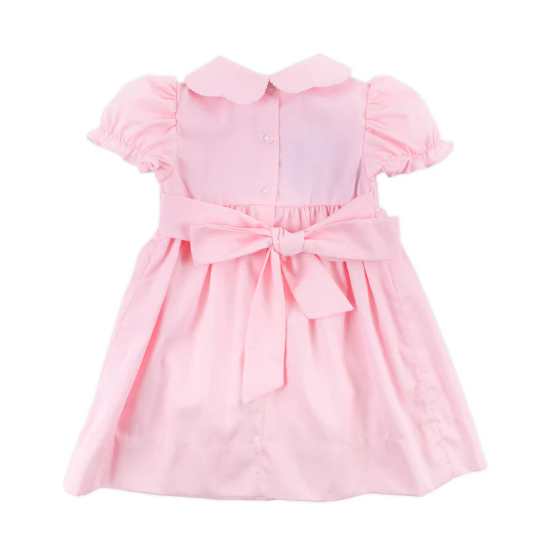 Cross Smocked Pink Pique Collared Dress | Classic Whimsy