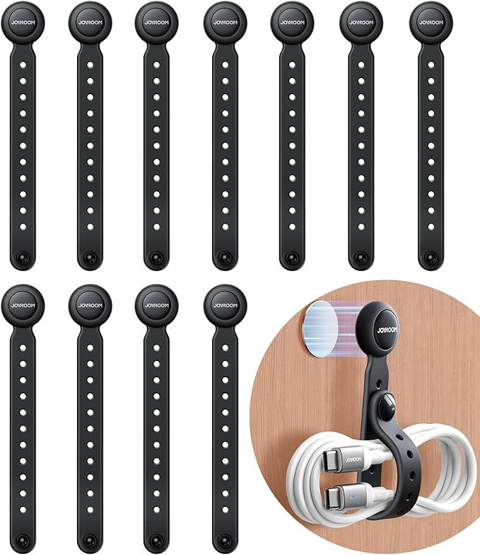 JOYROOM 12PCS Magnetic Cable Ties – Reusable Silicone Cord Organizers with Strong Magnets & Buc... | Amazon (US)