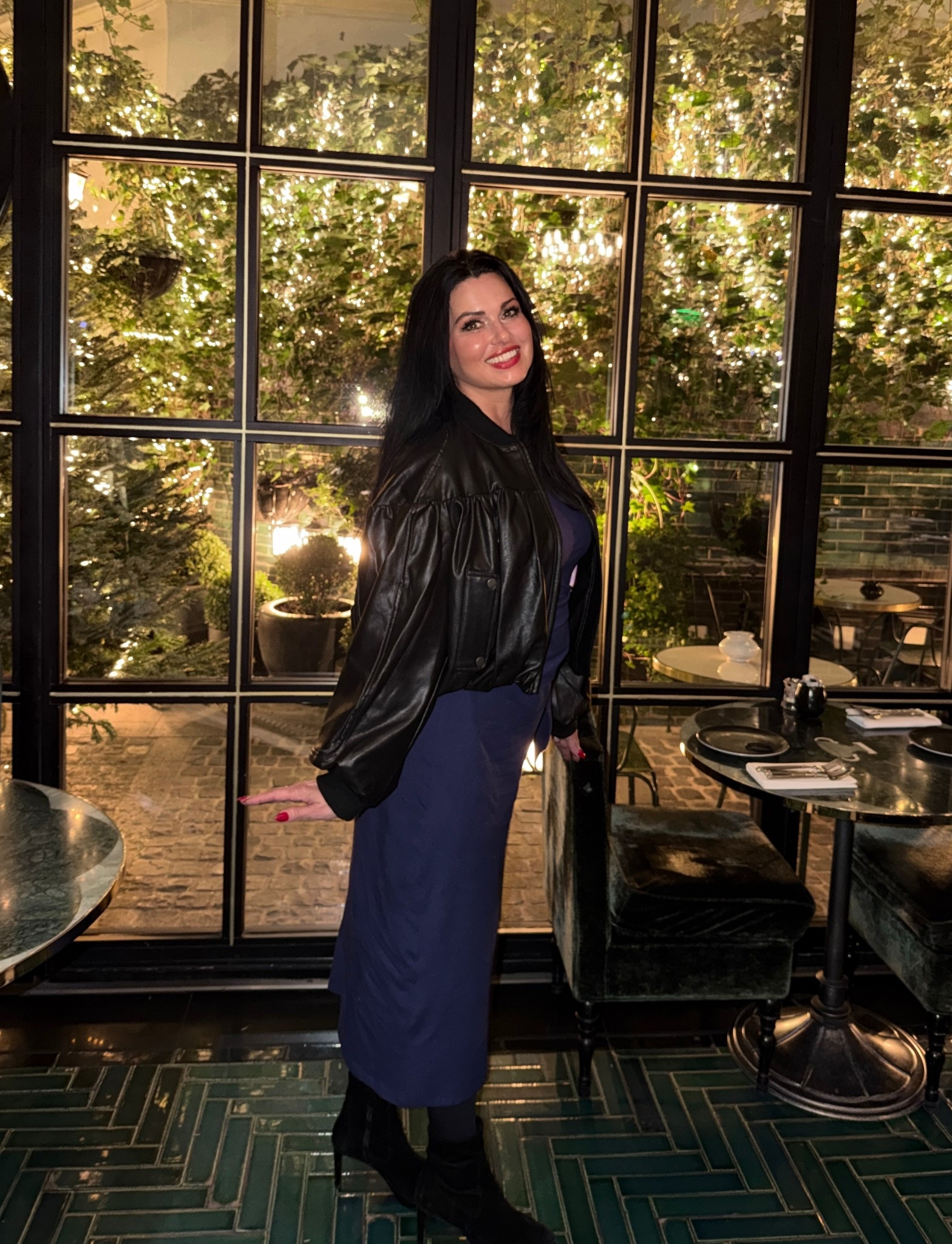 Outfit of the day! 🤍

Fitted blue dress with leather bomber jacket and black boots. This outfit doubles as a put together business, lunch, or dinner look. 

#fitteddress #blackjacket #leatherjacket #boots #marneystidbits 

#LTKootd #LTKdayinmylife #LTKSaleAlert