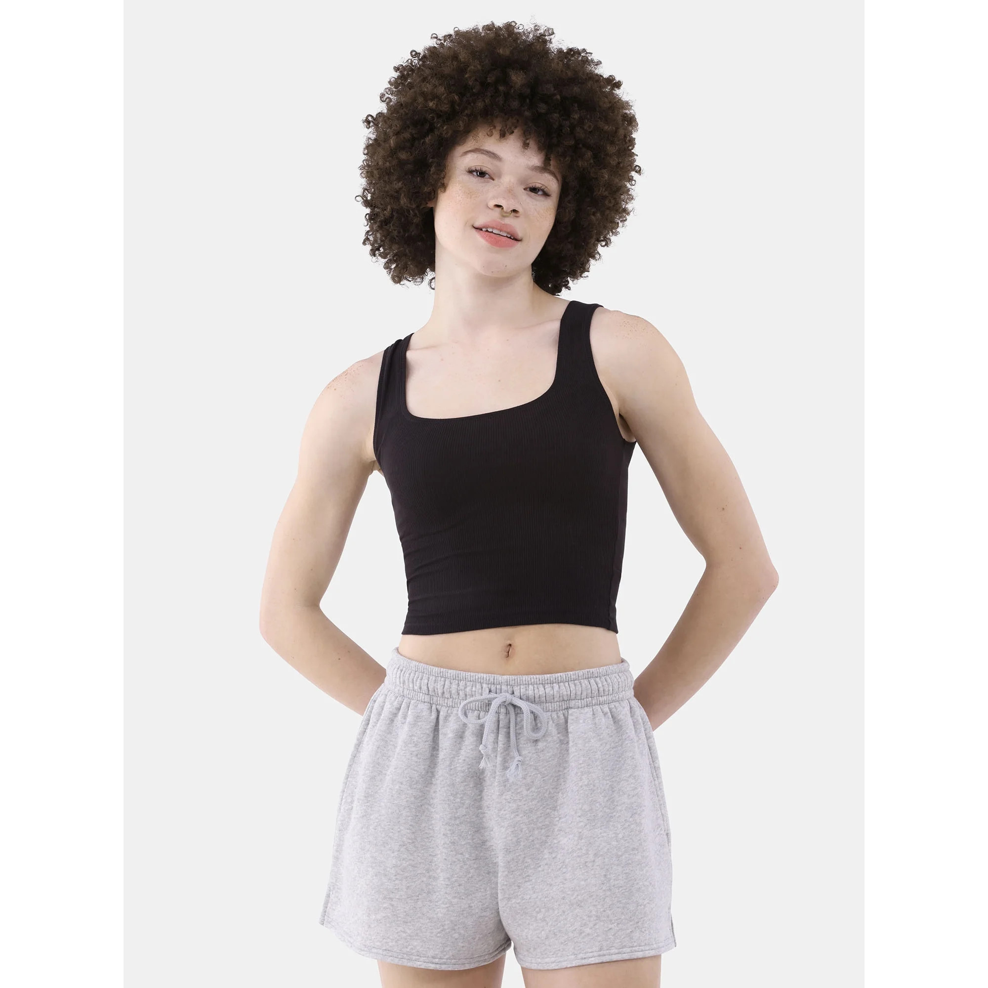 No Boundaries Cotton Stretch Ribbed Cropped Tank Top, Women's XS-3XL | Walmart (US)