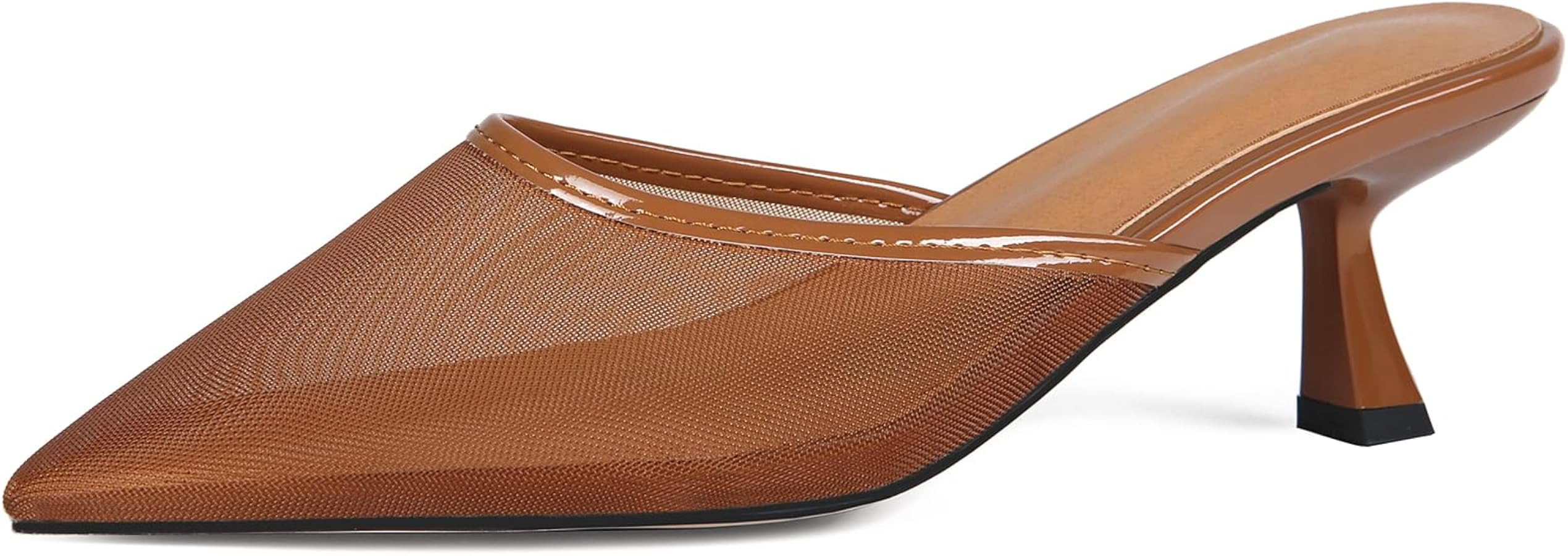 Fericzot Women Mesh Kitten Heel Mules-Slip on Backless Slides Pointed Closed Toe Low Stiletto Hee... | Amazon (CA)
