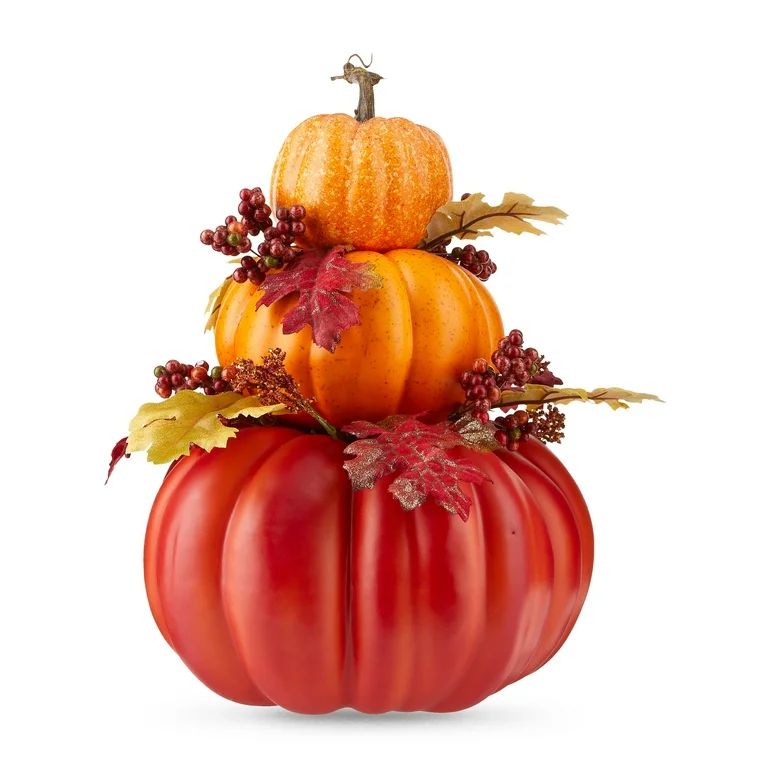 Harvest 14 in Stacked Orange Foam Pumpkins Decoration, Way to Celebrate | Walmart (US)