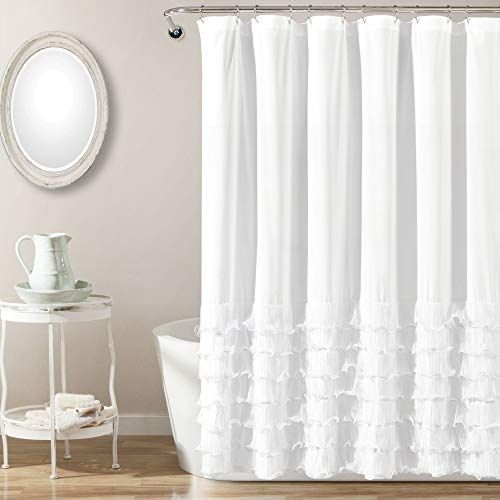 Lush Decor Avery Shower Curtain Ruffled Shabby Chic Farmhouse Style Bathroom, 72” x 72”, Whit... | Amazon (US)