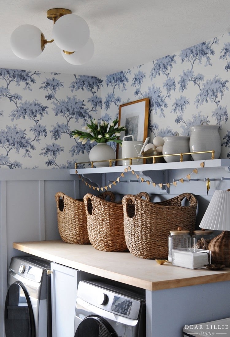 Blue laundry room with heart garland...

#LTKHome #LTKSeasonal #LTKValentine