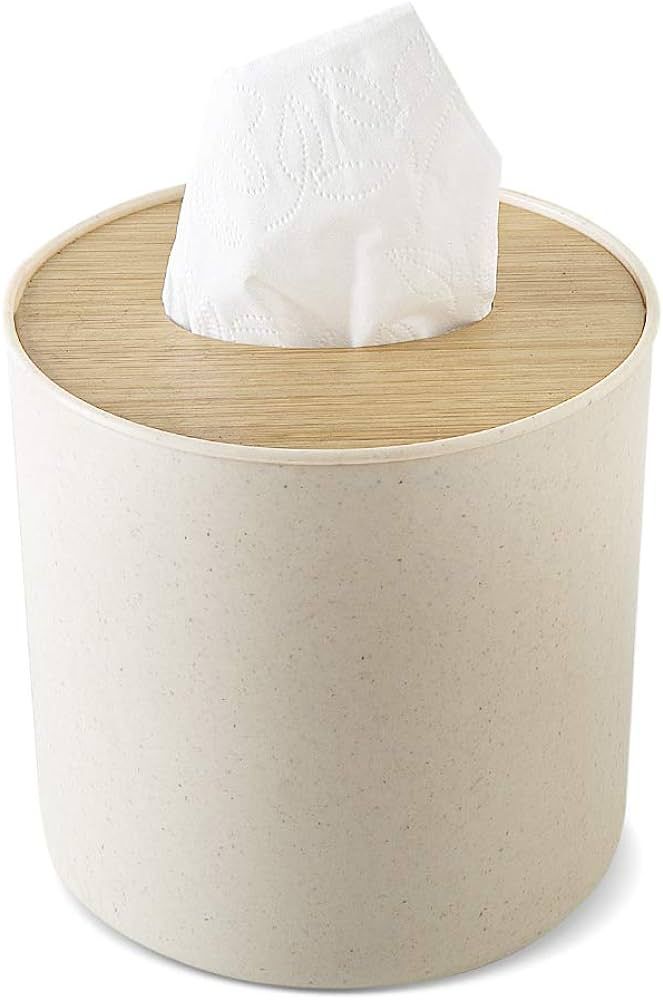 Zimon Toilet Paper Roll Dispenser with Bamboo Lid, Decorative Round Paper Holder, Bathroom Tissue... | Amazon (US)