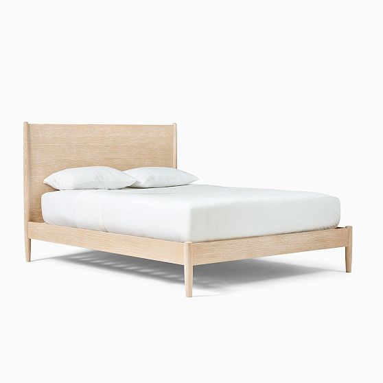 Mid-Century Bed, King, Cerused White | West Elm (US)