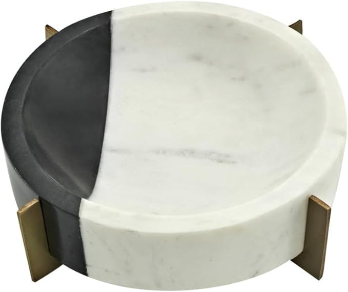 Godinger Brass Bowl, Checker Marble Design – Elegant White, Black & Gold Hand-Washable Decorati... | Amazon (US)