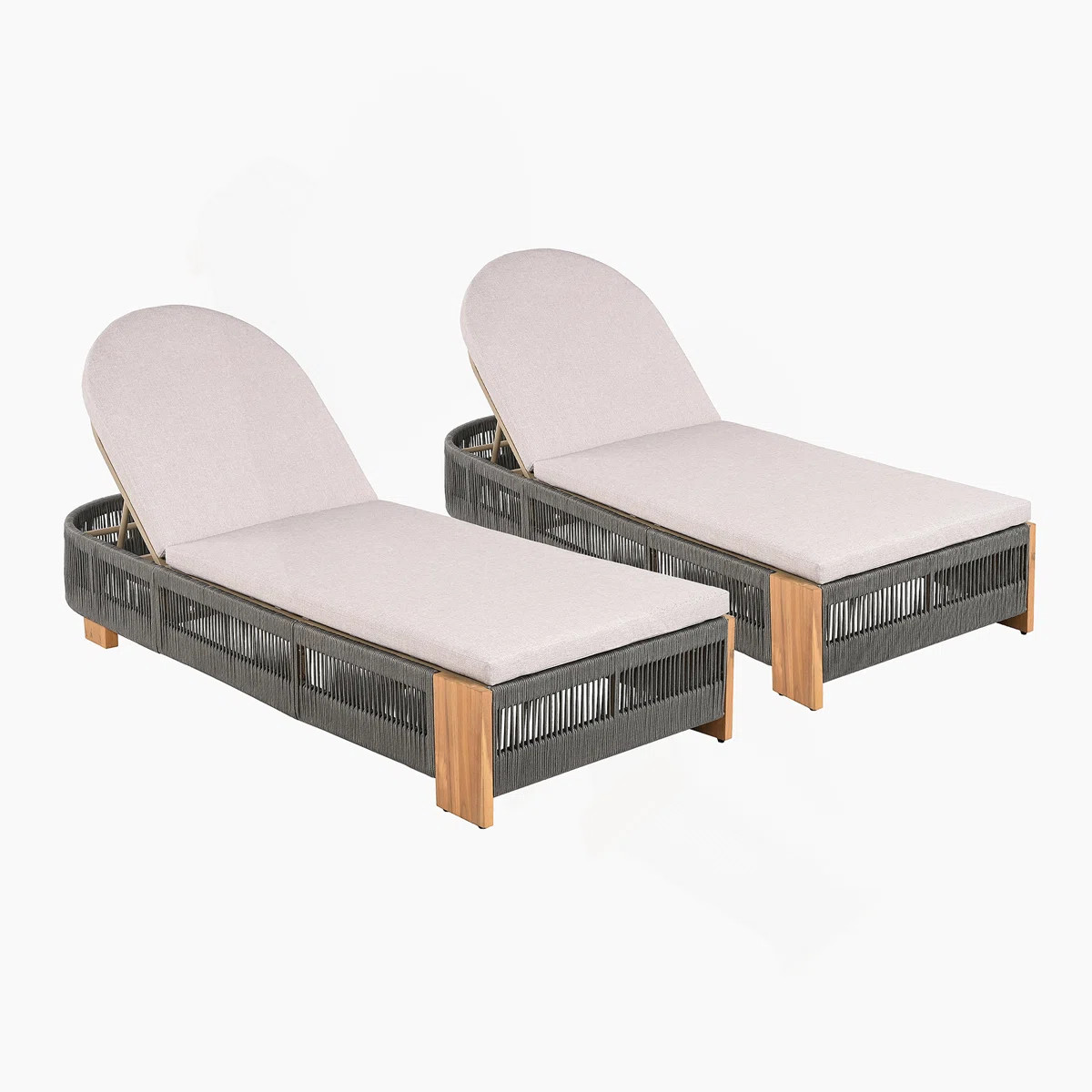 Outdoor Chaise Lounge Chair, Acacia wood Pool Chair with Adjustable Backrest and Cushion, Outdoor... | Wayfair North America