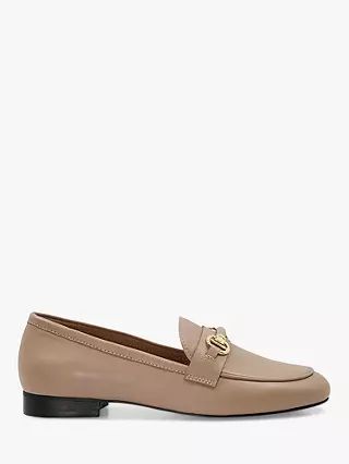 Dune Grange Leather Chain Detail Loafers, Taupe | John Lewis (UK)