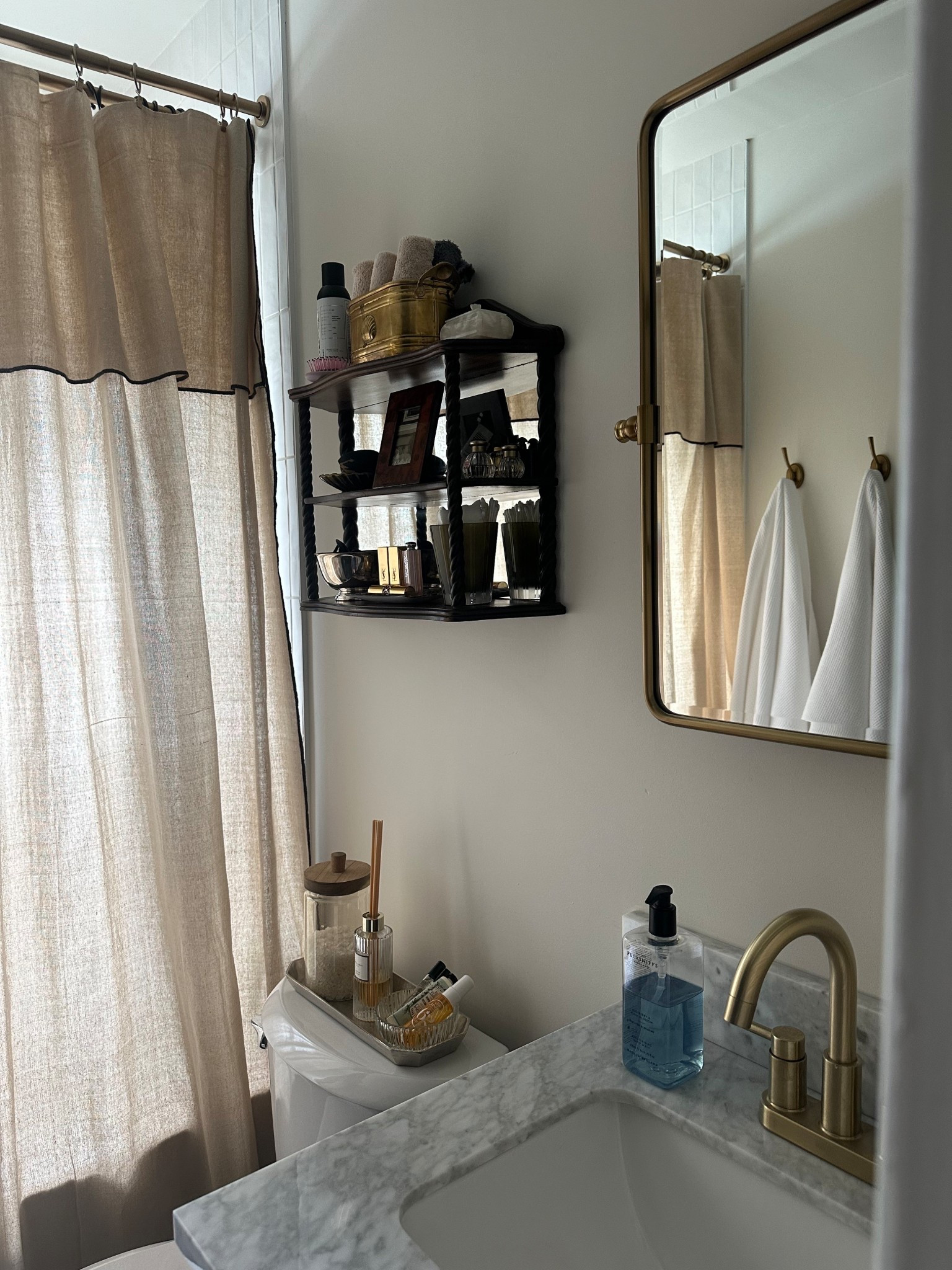 Bathroom hack - using two curtains as a shower curtain 🤍 obsessed with this one. I had these in my living room but decided to change things up 

#LTKFindsUnder100 #LTKHome #LTKFindsUnder50