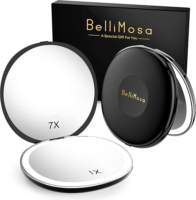 Bellimosa Portable Lighted Makeup Mirror, 1X/7X Magnification, Compact Magnifying Makeup Mirror w... | Amazon (US)