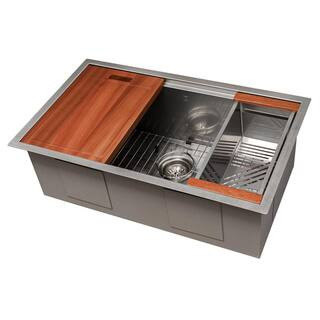 ZLINE 33" Garmisch Undermount Single Bowl Sink in DuraSnowStainless Steel with Accessories | The Home Depot