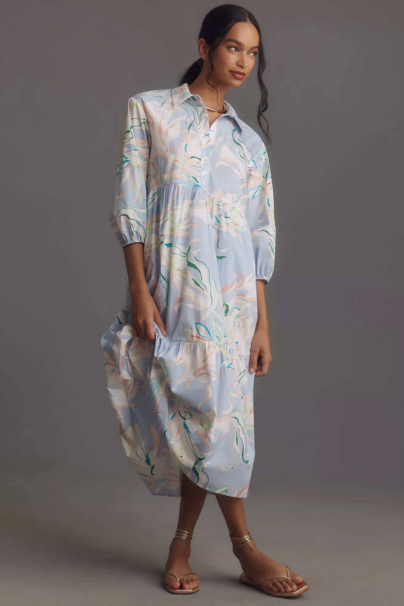 The Bettina Tiered Shirt Dress by Maeve | Anthropologie (US)