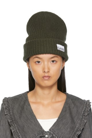 Green Recycled Rib Knit Beanie | SSENSE