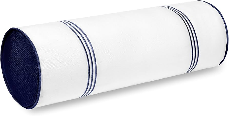 Hofdeco Premium Coastal Hampton Patio Indoor Outdoor Bolster Pillow Cover Only, 6"x20" Water Repe... | Amazon (US)