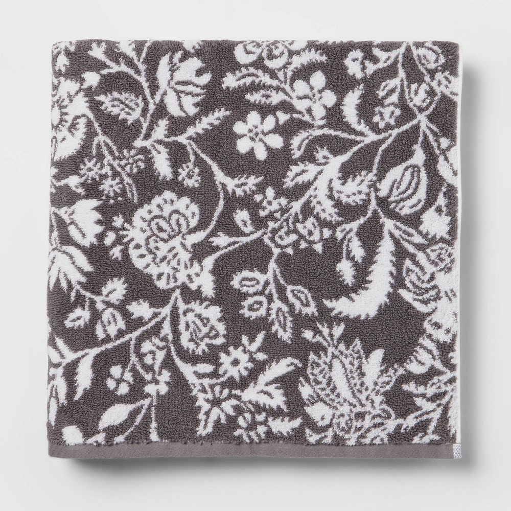 Performance Bath Sheet Dark Gray Floral - Threshold | Target