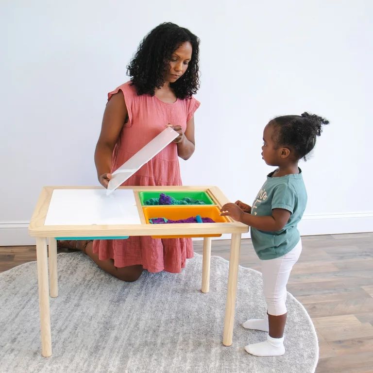 Humble Crew Interactive Toddler Sensory Play Table with 3 Multicolor Storage Bins with Cover | Walmart (US)