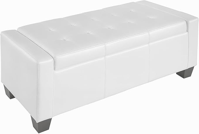 HOMCOM Large 51" Storage Ottoman, Tufted Faux Leather Storage Bench for Living Room, Entryway, or... | Amazon (US)