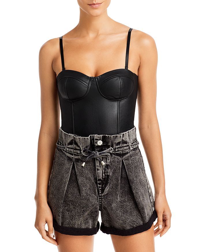 AQUA Faux Leather Bustier Bodysuit - 100% Exclusive Women - Bloomingdale's | Bloomingdale's (US)