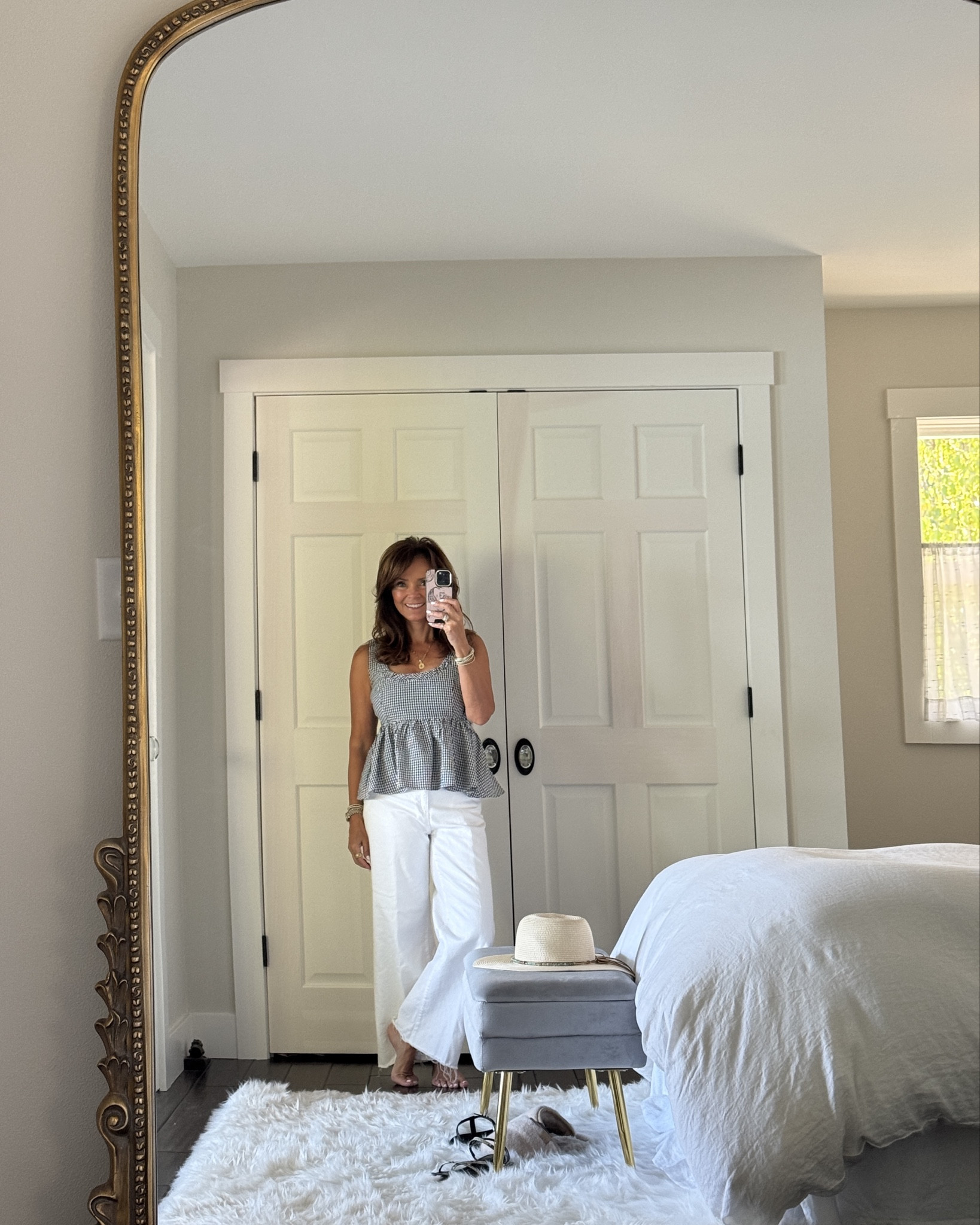 You may have fall outfits on your mind but don’t forget about vacation outfits! This gingham top is a favorite. I paired it with my favorite ag white denim. 
kimbentley, vacation outfit, summerr

#LTKStyleTip #LTKPetite #LTKTravel