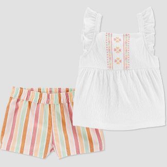 Baby Girls' Gauze Striped Top & Bottom Set - Just One You® made by carter's White | Target