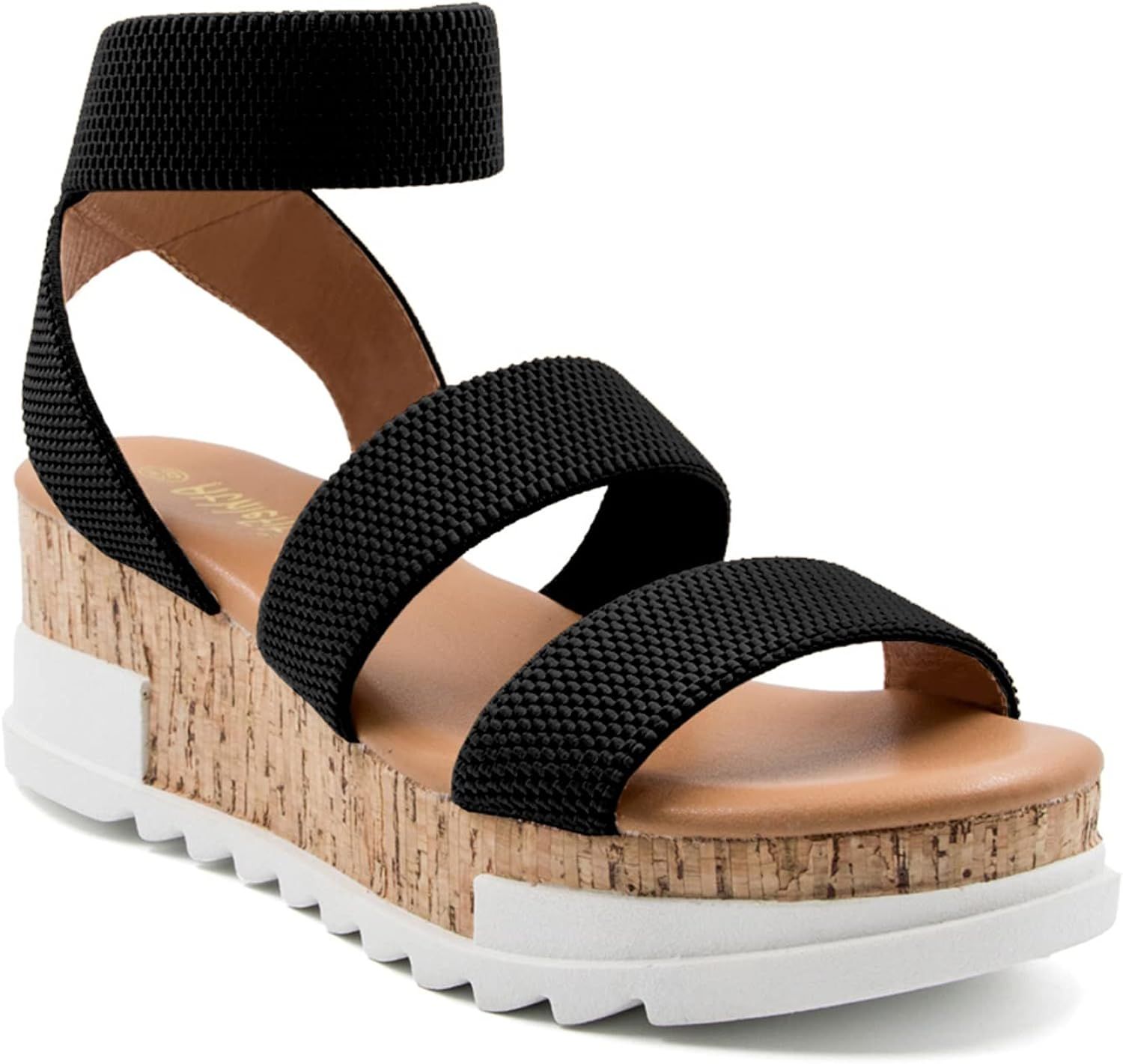 Athlefit Women's Wedge Sandals Platform Sandals Cork Elastic Strap Sandals | Amazon (US)
