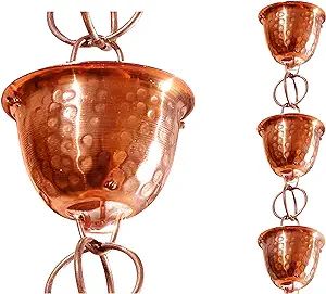Monarch Rain Chains 26558 Pure Copper Hammered Cup Rain Chain Replacement Downspout for Gutters, ... | Amazon (US)
