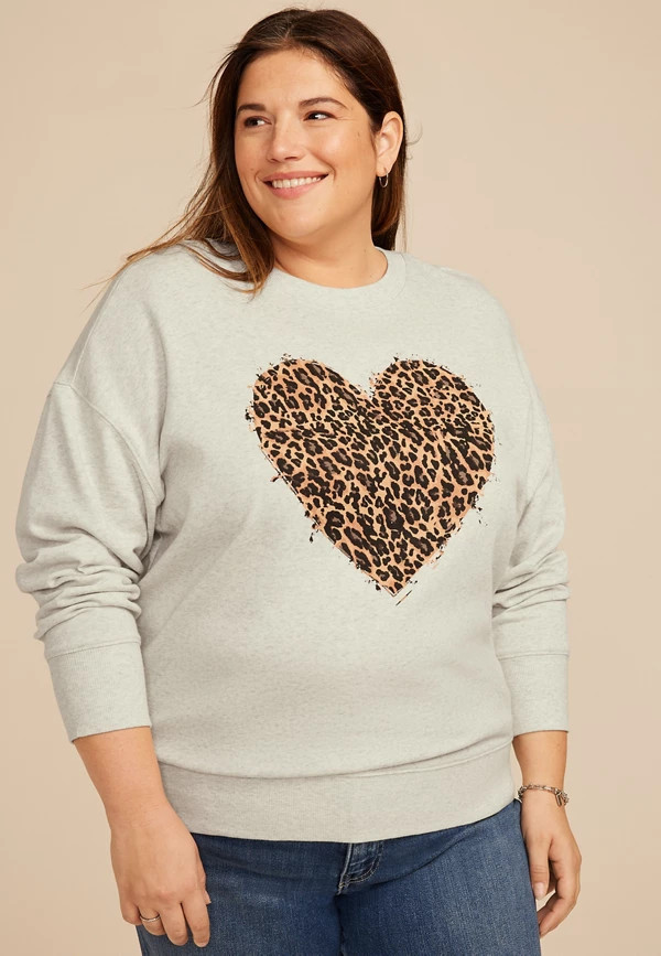 Plus Size Animal Heart Relaxed Fit Sweatshirt | Maurices