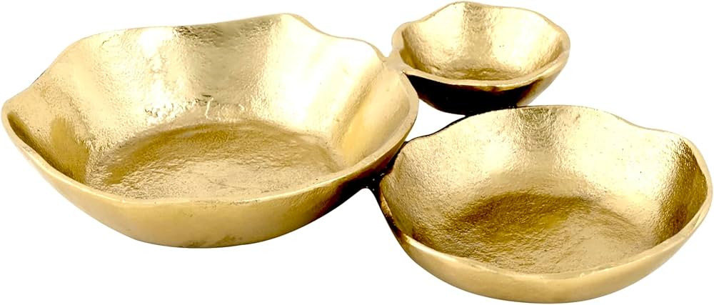 Cruiser’s Caché | Cluster of 3 Small Serving Bowls, 10" Gold Finish, Hand-Crafted, Artisan Mad... | Amazon (US)