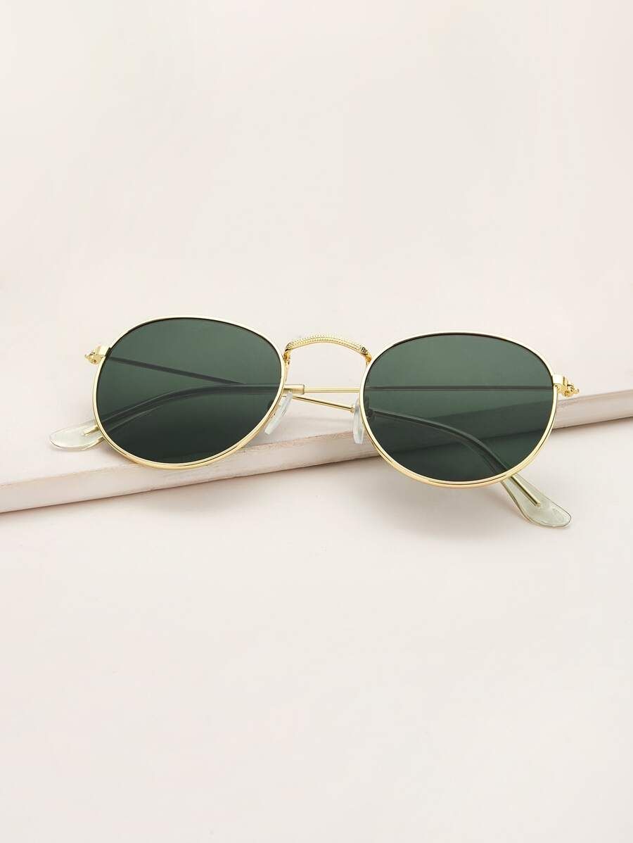 Round Metal Frame Sunglasses With Case | SHEIN