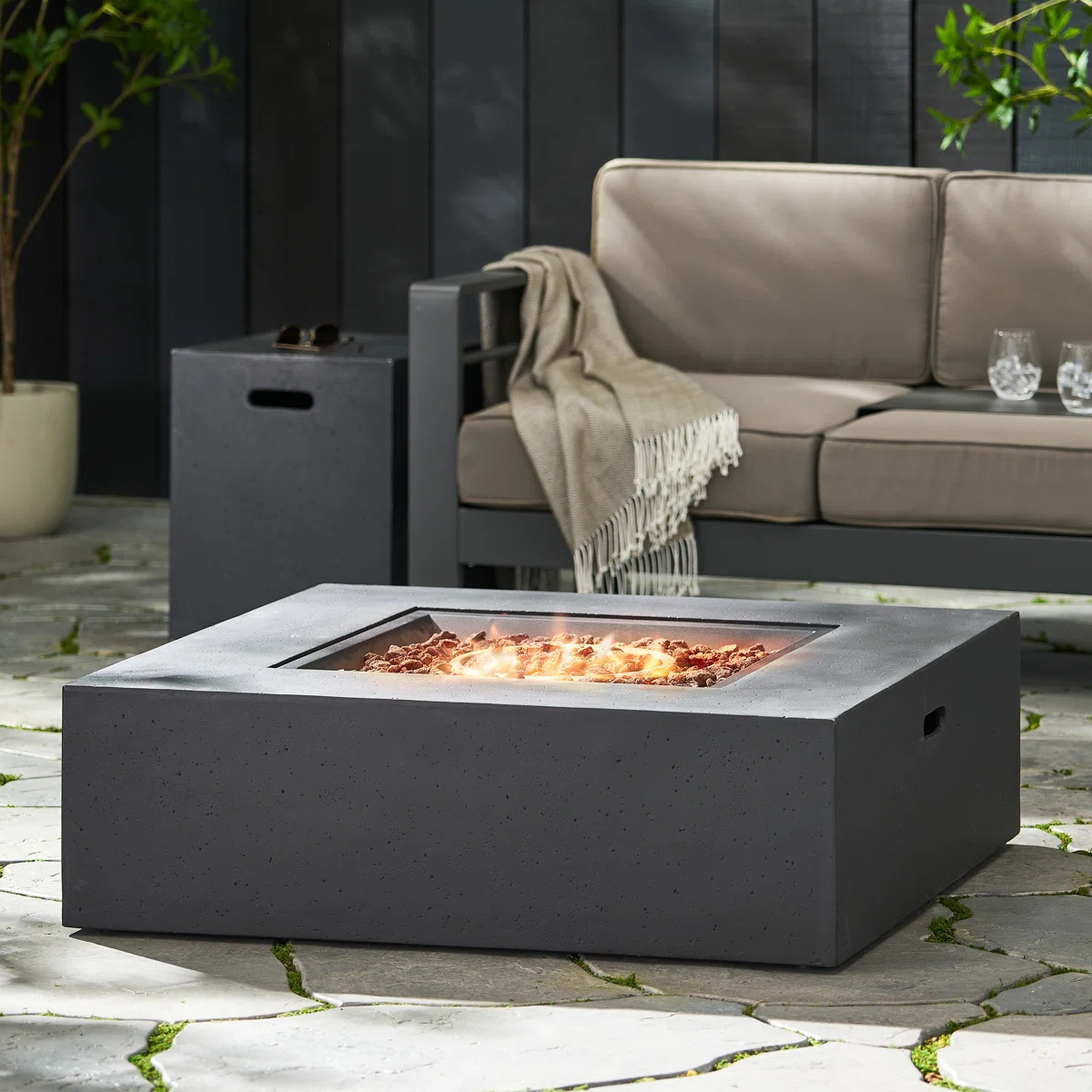 Fen Square Magnesium Oxide Propane Fire Pit Table | Wayfair North America