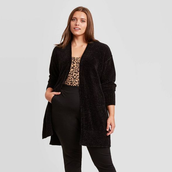 Women's Plus Size Open Neck Chenille Cardigan - Ava & Viv™ | Target